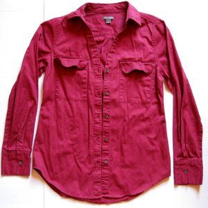 Falls Creek Long Sleeve Denim-Like Shirt, Hot Pink